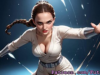 Futanari Padme Amidala se masturbando